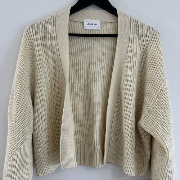 Wilfred Free Unwind Merino Wool Waist Open Cardigan XS Aritzia Butter Yellow - Picture 8 of 12
